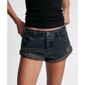 NWT ONE TEASPOON Bandits Low Waist Denim Shorts - Archived Fox Black Size 31